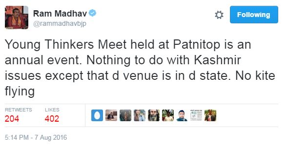 Ram Madhav's tweet