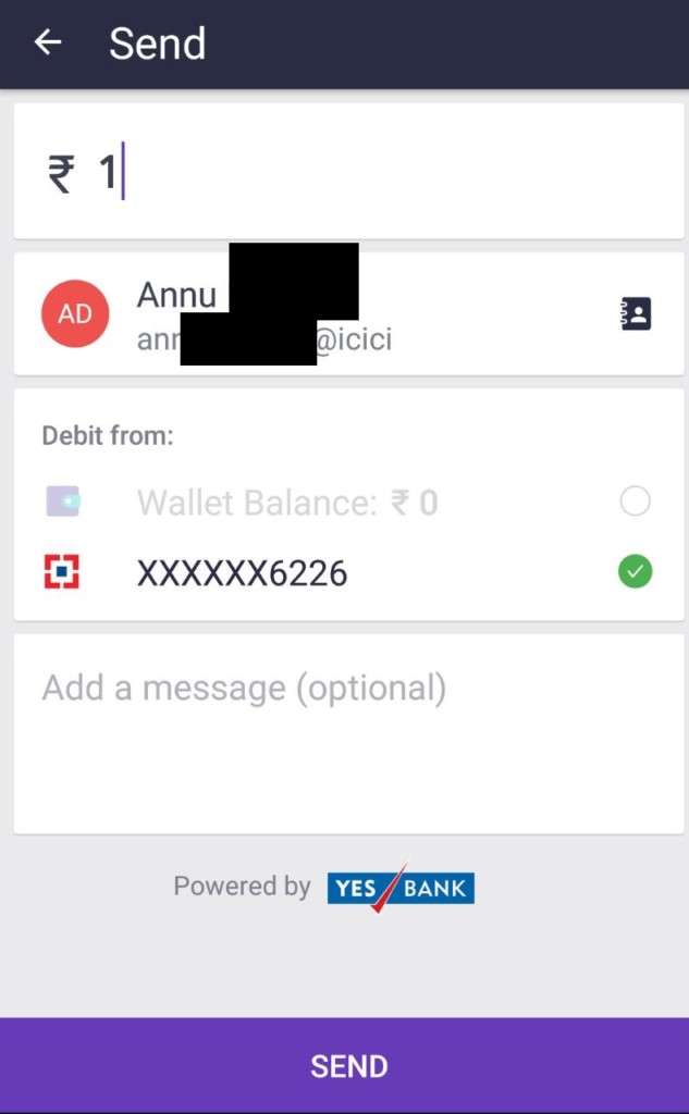 Enter amount that you have to send