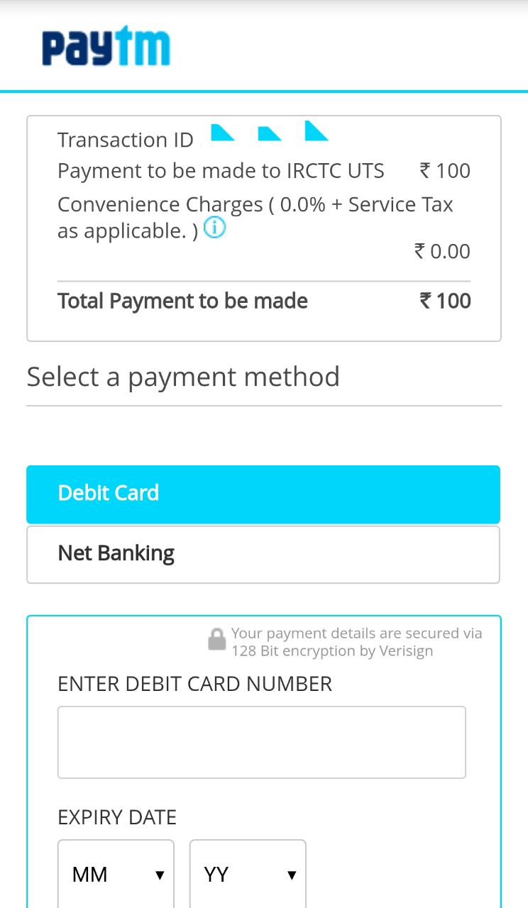 Payment options on UTS app